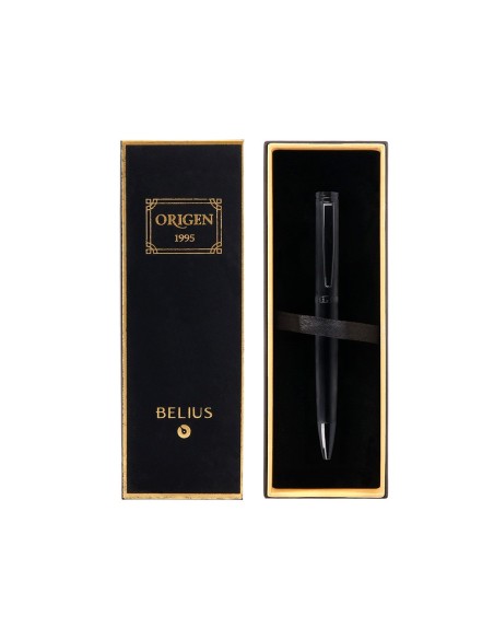 BOLIGRAFO BELIUS ORIGEN 1995 AL.TEXTURA CEPILLADA NG.AZ. CAJA DISEÑO