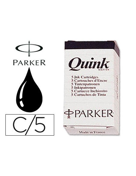 TINTA ESTILOGRAFICA PARKER NEGRA CAJA 5 CARTUCHOS