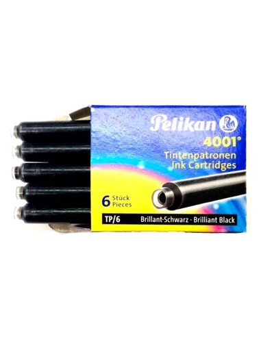TINTA PLUMAS PELIKAN NEGRA CAJA 6 CARTUCHOS
