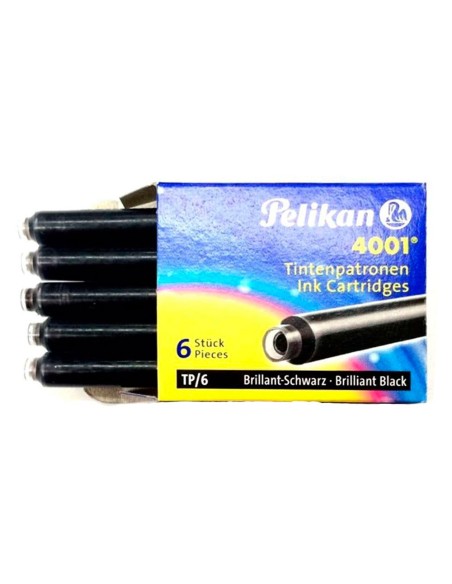 TINTA PLUMAS PELIKAN NEGRA CAJA 6 CARTUCHOS