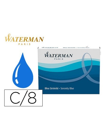 TINTA ESTILOGRAFICA WATERMAN AZUL FLORIDA CAJA 8 CARTUCHOS STANDARD L