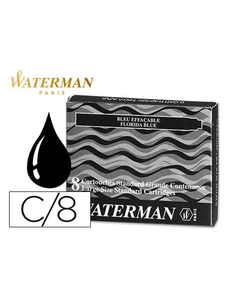 TINTA ESTILOGRAFICA WATERMAN NG.CAJA 8 CARTUCHOS STANDARD LARGOS
