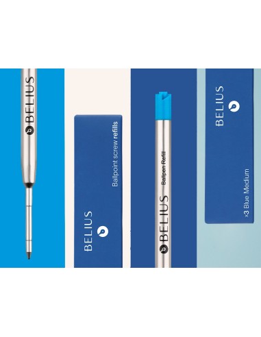 RECAMBIO BOLIGRAFO BELIUS AZ. 0,8MM CAJA 3 UD.