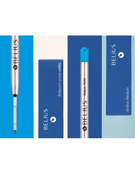 RECAMBIO BOLIGRAFO BELIUS AZ. 0,8MM CAJA 3 UD.