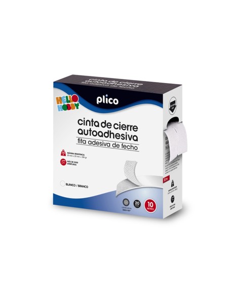 CINTA DE CIERRE ADHESIVA PLICO VELCRO BLANCO 20MM X 10M 13330