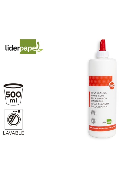 PEGAMENTO COLA BL.LAVABLE LIDERPAPEL 500 ML