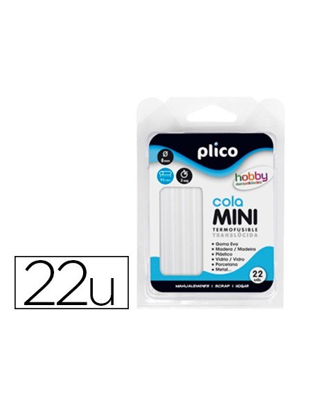 BARRA TERMOFUSIBLE PLICO MINI TRANSLUCIDA 8MM X 100MM ALTO 22 UD.