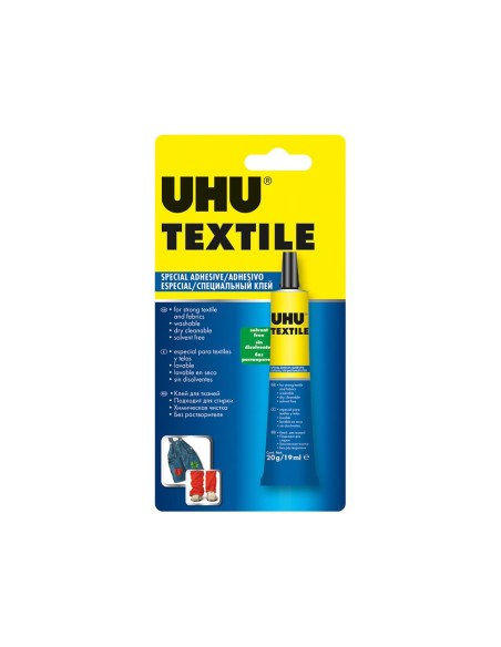 PEGAMENTO UHU ESPECIAL TEXTIL TUBO 20GR.EN BLISTER