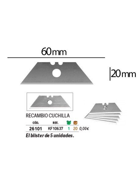 REPUESTO CUTTER ANCHO Q-CON.BLISTER 5 UDS. CUTTER KF10633