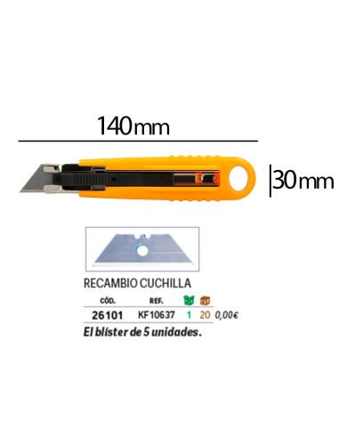 CUTTER Q-CON.SEGURIDAD C/CUCHILLA RETR.