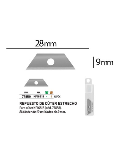 REPUESTO CUTER Q-CON BLISTER 10 UNIDADES PARA CUTER KF16818 KF16819