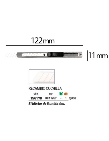CUTER Q-CON. METALICO ESTRECHO CUCHILLA CERAMICA 9MM XD-C18 CLIP