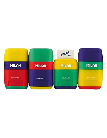 SACAPUNTAS MILAN PLASTICO 2 USOS GOMA COMPACT MIX