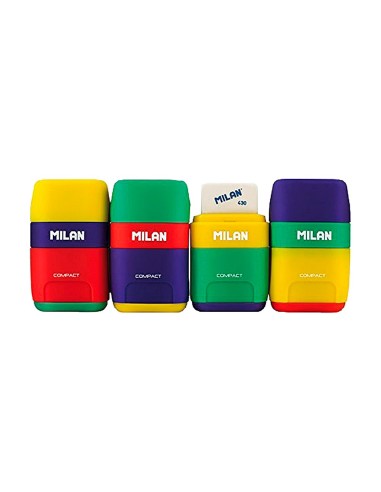 SACAPUNTAS MILAN PLASTICO 2 USOS GOMA COMPACT MIX