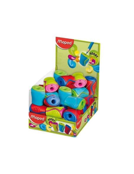 SACAPUNTAS PLASTICO MAPED BOOGY UN USO C/DEPOSITO COL.SURT.