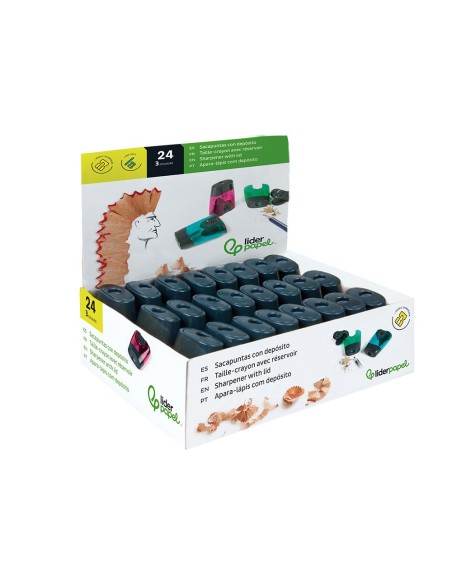 SACAPUNTAS LIDERPAPEL PLASTICO 1 USO CON DEPOSITO
