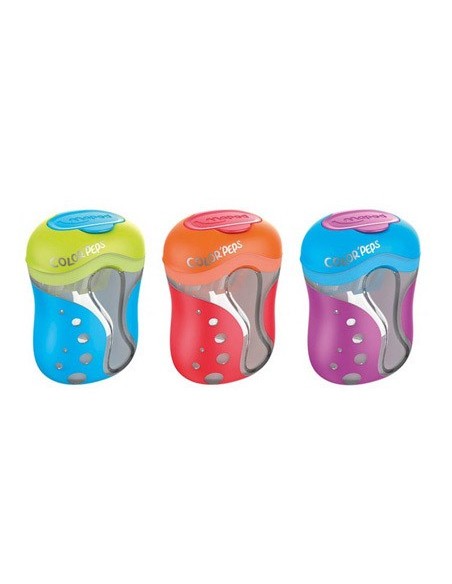 SACAPUNTAS COLOR PEPS 2 USOS CON DEPOSITO COLORES SURTIDOS