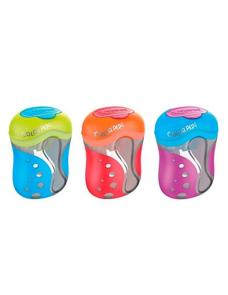 SACAPUNTAS COLOR PEPS 2 USOS CON DEPOSITO COLORES SURTIDOS