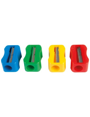 SACAPUNTAS MOR PLASTICO 1 USO SIN TORNILLO FORMA RECTANGULAR ERGO
