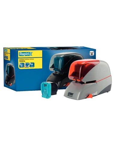 GRAPADORA RAPID 5080E ELECTRICA BL./NG. CAP. 80H. GRAPAS CASETE 5080
