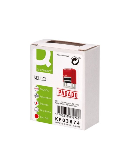 SELLO ENTINTADO AUTOMATICO Q-CON.PAGADO ALMOHADILLA 14X38MM RJ.