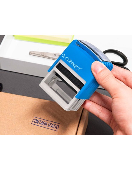 SELLO ENTINTADO AUTOMATICO Q-CON.CONTABILIZADO ALMOHADIL 14X38MM AZ.