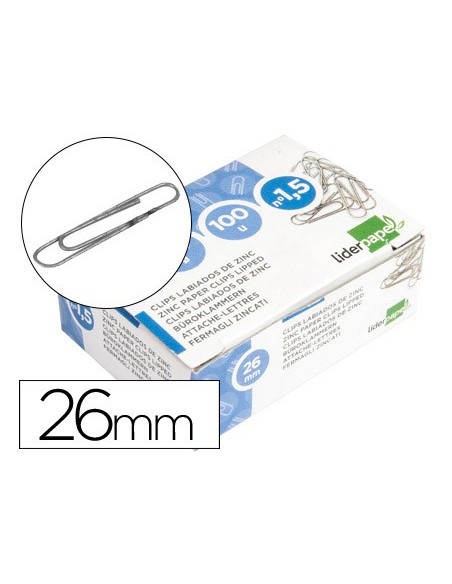 CLIPS LABIADOS Nº 1,5 26 MM CAJA 100 UDS.