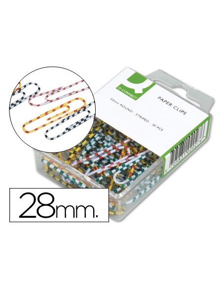 CLIPS COL.RAYADOS Q-CON. 28 MM CAJA 100 UDS. COL.SURT.