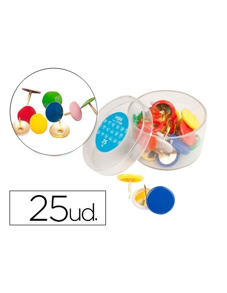 CHINCHETAS LIDERPAPEL PLASTIFICADAS CAJA 25UD.COLORES SURTIDOS