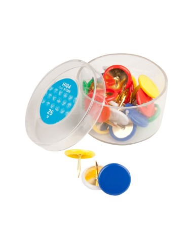 CHINCHETAS LIDERPAPEL PLASTIFICADAS CAJA 25UD.COLORES SURTIDOS