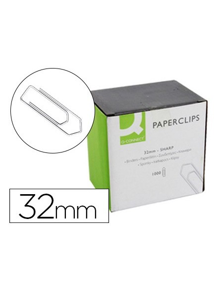 CLIPS NIQUELADOS Q-CONNECT 32 MM CAJA DE 1000 UNIDADES KF01313