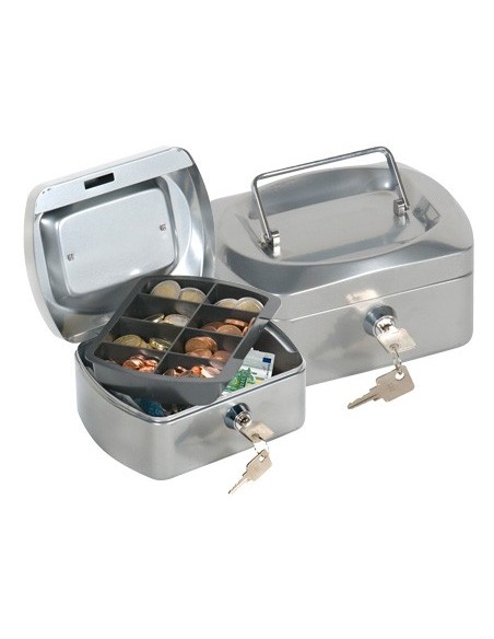 CAJA CAUDALES Q-CON.6" 152X115X80 MM PLATA C/PORTAMONEDAS
