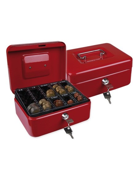 CAJA CAUDALES Q-CON.8" 200X160X90 MM ROJA C/PORTAMONEDAS