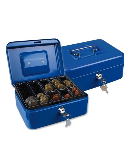 CAJA CAUDALES Q-CON.8" 200X160X90 MM AZUL C/PORTAMONEDAS