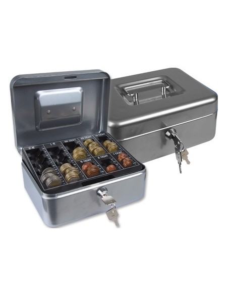 CAJA CAUDALES Q-CON.8" 200X160X90 MM PLATA C/PORTAMONEDAS