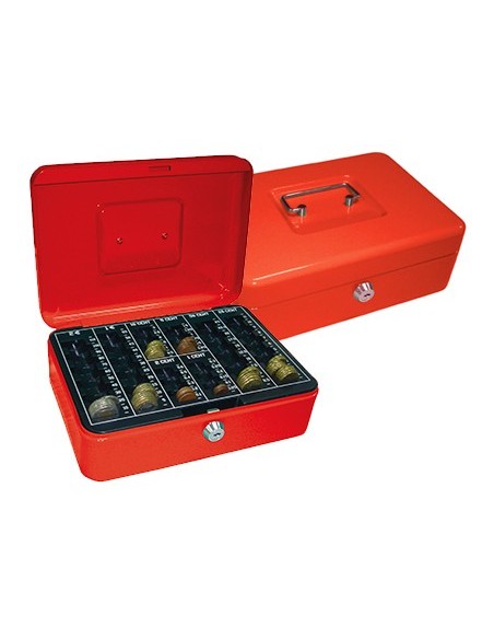 CAJA CAUDALES Q-CON.10" 250X180X90 MM ROJA C/PORTAMONEDAS