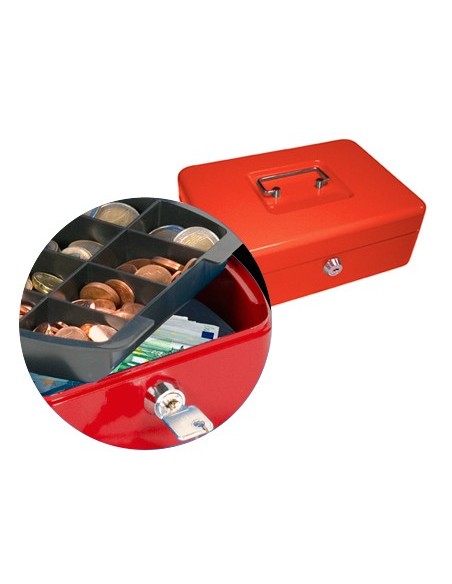 CAJA CAUDALES Q-CON.10" 250X180X90 MM ROJA C/PORTAMONEDAS