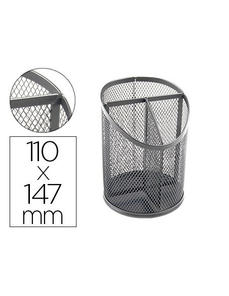 CUBILETE PORTALAPICES Q-CON.METAL REJILLA PLATA 3 COMP.110 X 147MM