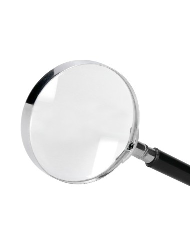 LUPA CRISTAL ARO METALICO MANGO NEGRO W-104 75 MM