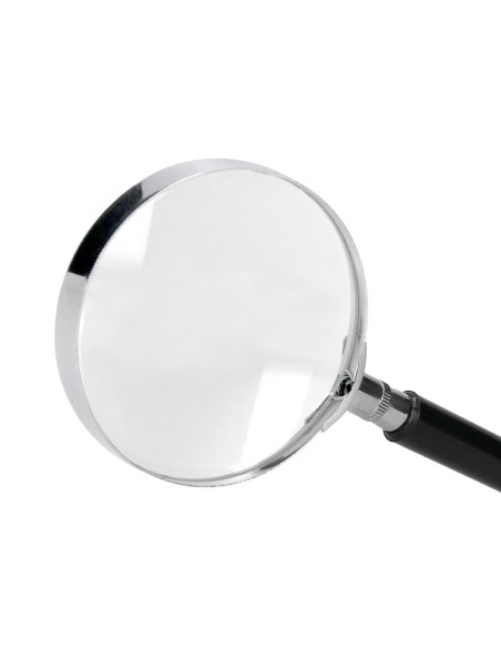 LUPA CRISTAL ARO METALICO MANGO NEGRO W-104 75 MM