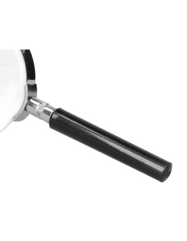 LUPA CRISTAL ARO METALICO MANGO NEGRO W-104 75 MM