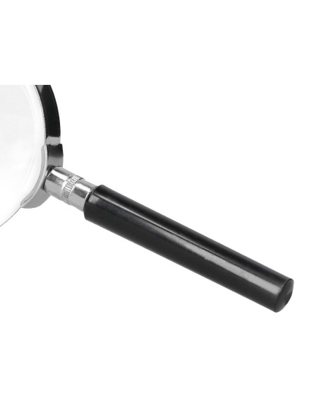 LUPA CRISTAL ARO METALICO MANGO NEGRO W-104 75 MM
