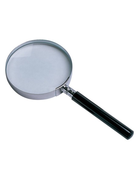 LUPA CRISTAL ARO METALICO MANGO NEGRO W-105 89 MM