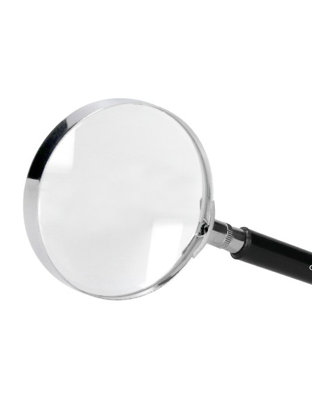 LUPA CRISTAL ARO METALICO MANGO NEGRO W-105 89 MM