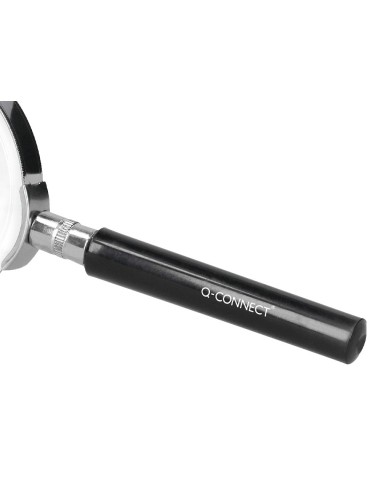 LUPA CRISTAL ARO METALICO MANGO NEGRO W-105 89 MM