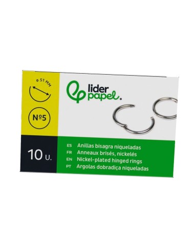 ANILLAS BISAGRA NIQUELADAS N.5 DIAMETRO 46 MM CAJA 10 ANILLAS