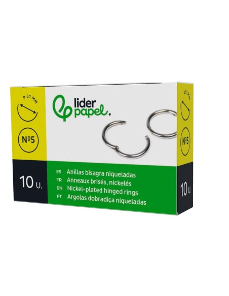 ANILLAS BISAGRA NIQUELADAS N.5 DIAMETRO 46 MM CAJA 10 ANILLAS