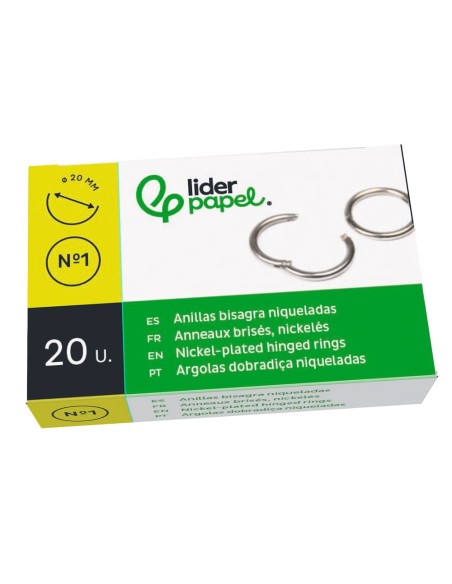 ANILLAS BISAGRA NIQUELADAS N.1 DIAMETRO 20 MM CAJA 20 ANILLAS