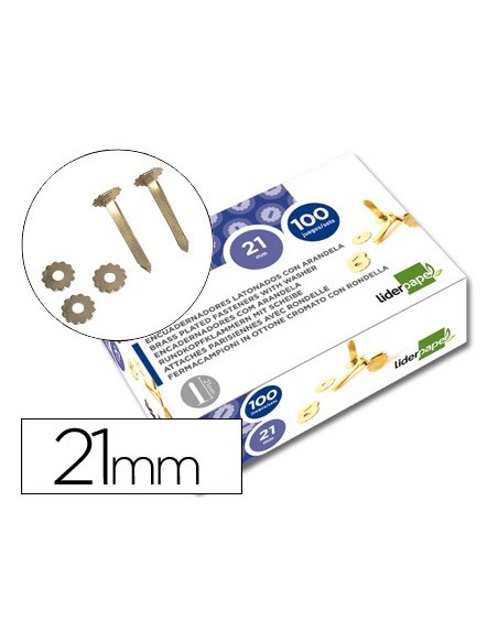 ENCUADERNADORES 21 MM C/ARANDELA LATONADOS CAJA 100