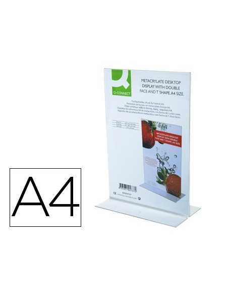 EXPOSITOR SOBREM.Q-CON.C/FORMA T METACRILATO TAMAÑO A4 A DOS CARAS